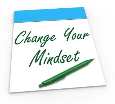 Change your mind set notebook shows optimism and reactive attitude 스톡 일러스트