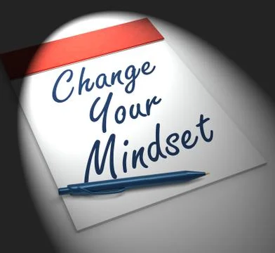 Change your mind set notebook displays positivity or positive attitude 스톡 일러스트