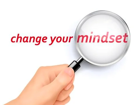 Change your mindset showing through magnifying glass 스톡 일러스트