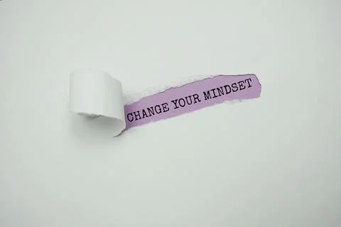 Change your mindset text message on purple background Stock Photos