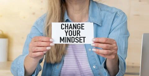 Change Your Mindset text on notepad, concept background. Stock Photos
