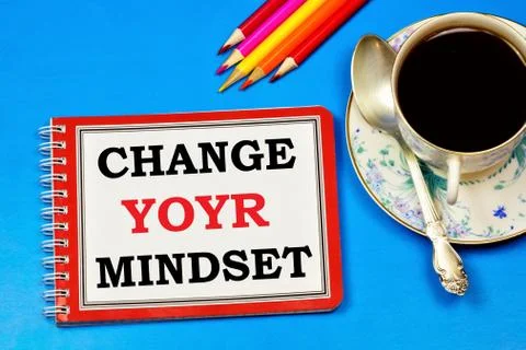 Change your mindset. Text writing on a Notepad, Stock Photos