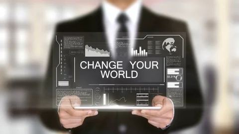 Change Your World, Hologram Futuristic Interface, Augmented Virtual Reality Stock Footage