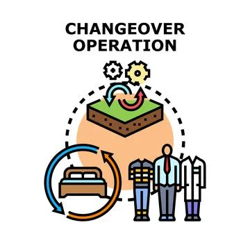 Changeover operation concept vector illustrating transformation adaptable l.. Stock Illustration