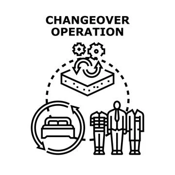 Changeover operation concept vector with multiple visual elements illustratin イラスト素材