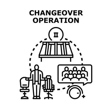 Changeover operation process with team communication and phase transition イラスト素材
