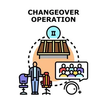 Changeover operation process with team communication and phase transition Stock Illustration