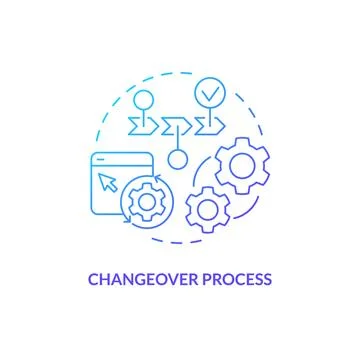 Changeover process blue gradient concept icon Stock Illustration