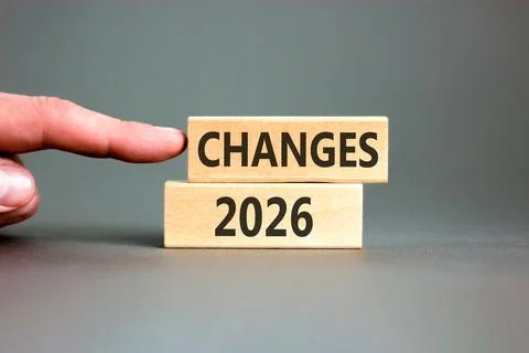 Changes 2026 symbol. Concept words Changes 2026 on beautiful wooden blocks... Stock Photos