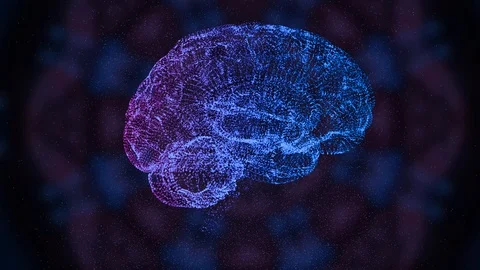 Changes in brain. Abstract animation of human brain changing colors floating in Vídeo Stock 121816731