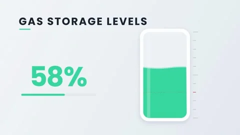 Changes in gas storage levels over time, displaying various percentage readings Видео 347591695