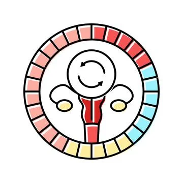 Changes in menstrual cycle disease symptom color icon vector illustration Stock Illustration