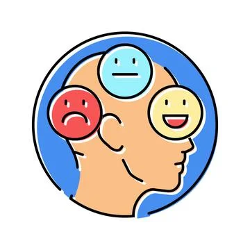 Changes mood behavior disease symptom color icon vector illustration Stock Illustration