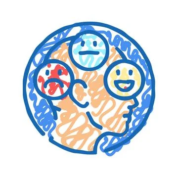 Changes mood behavior disease symptom icon doodle illustration Stock-Illustration