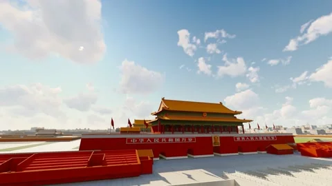 Changes of sunrise light and shadow in Tiananmen Square Stock Footage 170588495