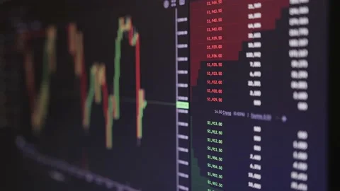 Changes in supply and demand. cryptocurrency growth graph on the monitor. Stock Footage 148955616