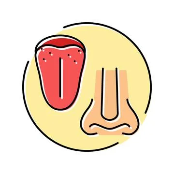 Changes taste smell disease symptom color icon vector illustration Stock Illustration