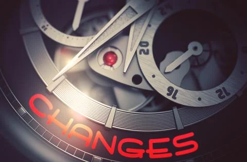 Changes on the Vintage Watch Mechanism. 3D. Stock Illustration