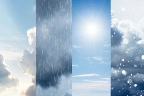 The changes of weather. A natural phenomenon of the differences of four seasons Stock Photos
