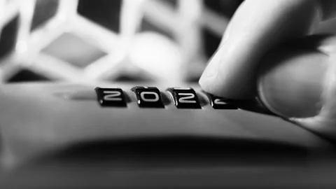 Changing 4 digits number on combination lock from 2020 to 2030 Stock Footage 327700098