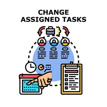 Changing assigned team tasks and project management Stock-Illustration