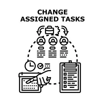 Changing assigned team tasks and project management Stock Illustration