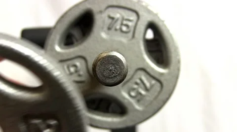 Changing barbell weights 2 Stock Footage 49590203