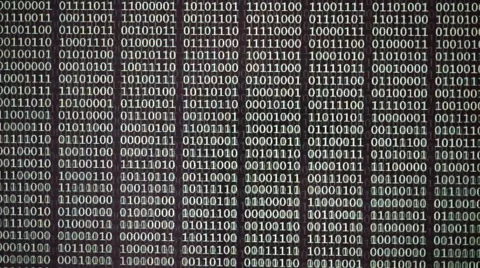 Changing binary code on LCD computer screen. Information and data concept. 스톡 동영상 66371369