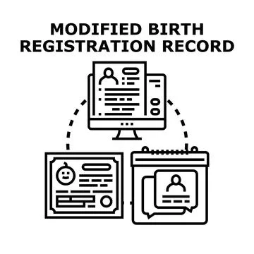 Changing birth registration record concept vector illustration Stock Illustration