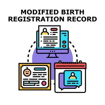 Changing birth registration record concept vector illustration Stock Illustration