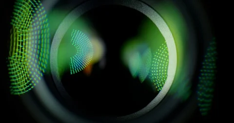 Changing Camera Lens Aperture With Lights Reflecting Off The Glass On the Camera Stock Footage 113357008