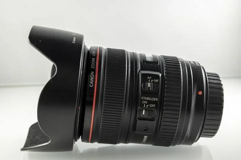 Changing the Canon system from EF to RF, selling old lens. Stock Photos