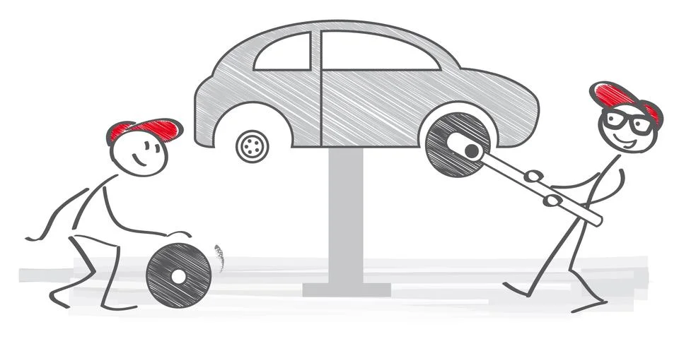 Changing car wheel Stock Illustration