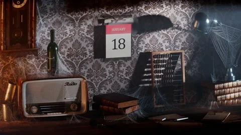 Changing cards in a wall calendar in the old vintage room. Time passing quickly. Stock Footage 158241931