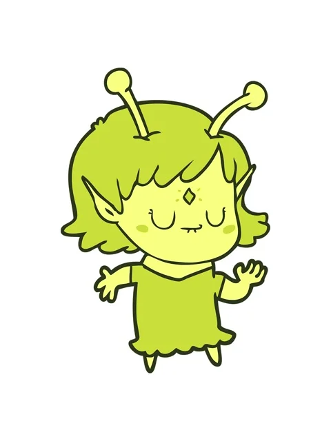 Changing color animation of a cartoon alien girl dancing Stock Footage 324273711
