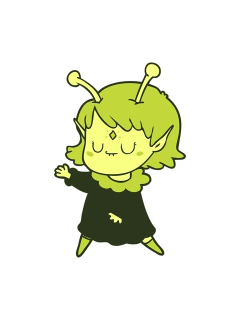Changing color animation of cartoon alien girl dancing Stock Footage 324477642