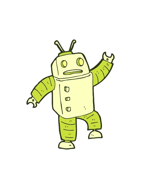 Changing color animation of a cartoon android doodle Stock Footage 324049097