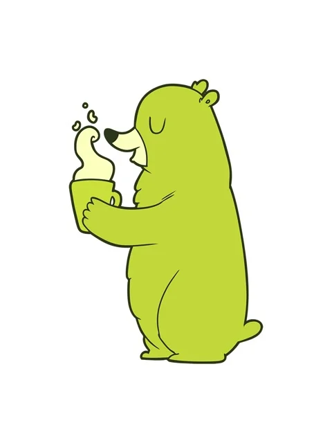 Changing color animation of cartoon bear with hot drink Video stock 324299745