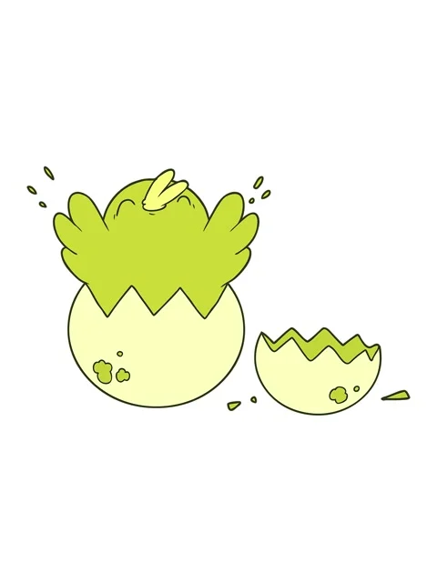 Changing color animation of cartoon chick hatching from egg Stock Footage 324066941