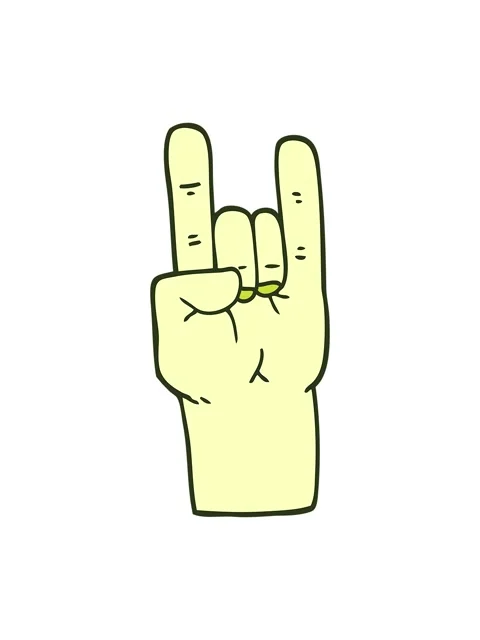 Changing color animation of cartoon doodle rock music hand Video stock 324423036