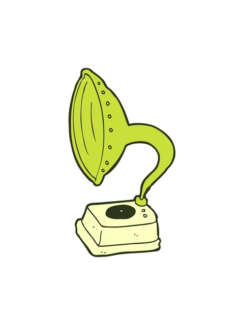 Changing color animation of cartoon phonograph Video stock 324346660