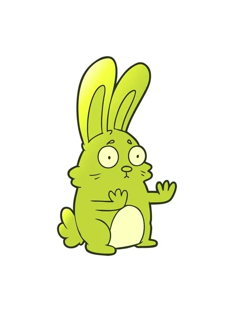 Changing color animation of cartoon scared rabbit Stock Footage 324282160
