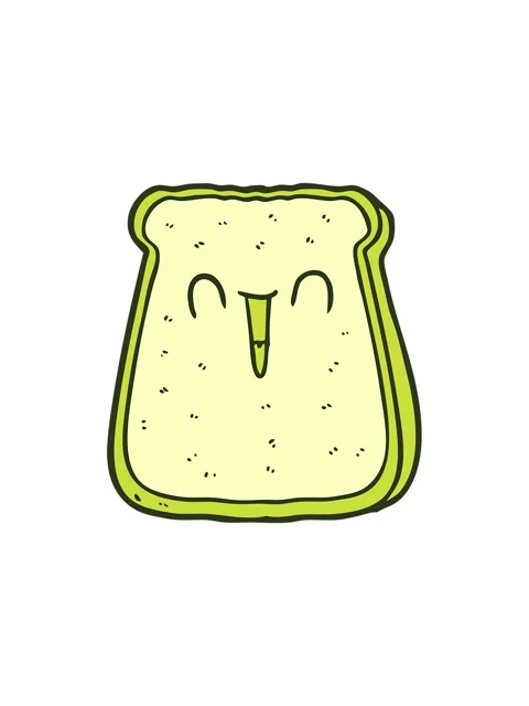 Changing color animation of cartoon slice of bread Stock Footage 324474011