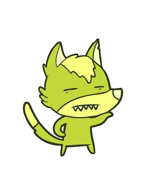 Changing color animation of a cartoon wolf showing teeth Stock Footage 324210951