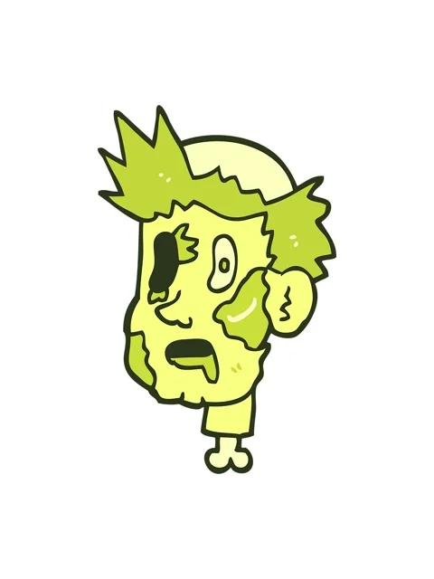 Changing color animation of cartoon zombie head Stock Footage 324059727