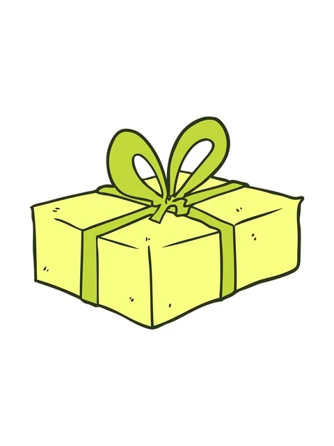 Changing color animation of drawing of a wrapped gift Stock Footage 324405561