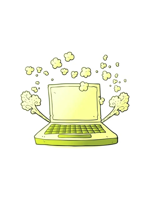 Changing color animation of freehand drawn cartoon laptop computer fault Stock Footage 324484402