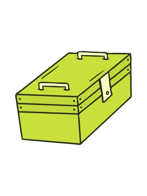 Changing color animation of hand drawn cartoon doodle of a metal tool box Stock Footage 324147820