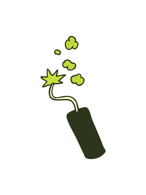 Changing color animation of hand drawn cartoon doodle of a lit dynamite stick Vídeo Stock 324416592