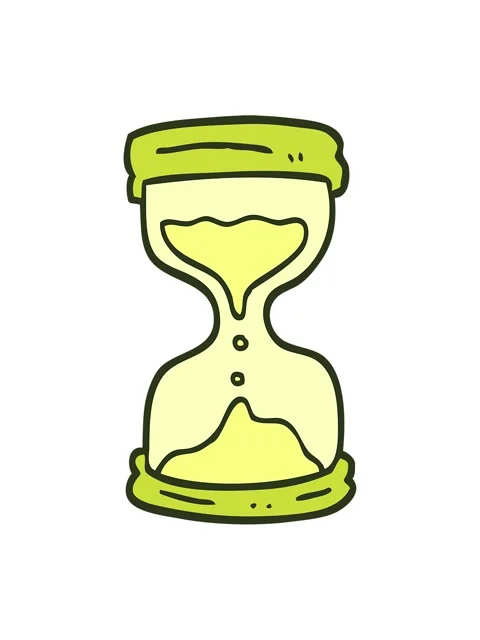 Changing color animation of hand drawn doodle style cartoon hourglass Stock Footage 324440454